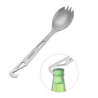Lixada Cuchara De Acero Inoxidable Con Mango Largo Y Abrebotellas Para Exterior Desechable No Cóctel De Viaje Y Camping - details 4