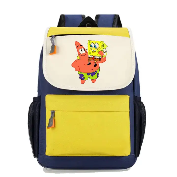 Mochila Bob Esponja. Patricio. Calamardo. Krabs. Gary. Larry. Varios colores. Ideal para la escuela. Colegio. Senderismo. Excursiones. Multiples bolsillos - 1