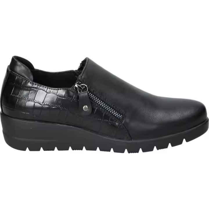 HISPAFLEX | Zapatos con Cuña Hispaflex para Mujer – Zapato en Color Negro – Zapato con Cierre de Cremallera – Mocasín con Cuña Media y Cómoda – Estilo Elegante – Versátiles – Modelo 23212KNE - 1
