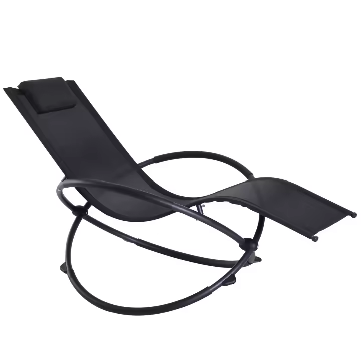 Outsunny Tumbona Mecedora de Jardín con Reposacabezas Extraíble Sillón Tumbona Ergonómica de Exterior Plegable Tela de Texteline para Patios Piscina al Aire Libre 154x80x84 cm - 1