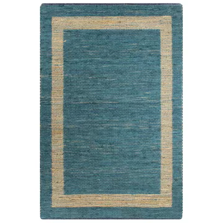 vidaXL Alfombra de yute tejida a mano 160x230 cm Color Amarillo,  Azul,  y mas Alfombras de área  Alfombra de Piso para Sala de Estar Dormitorio Habitación Salón - 1