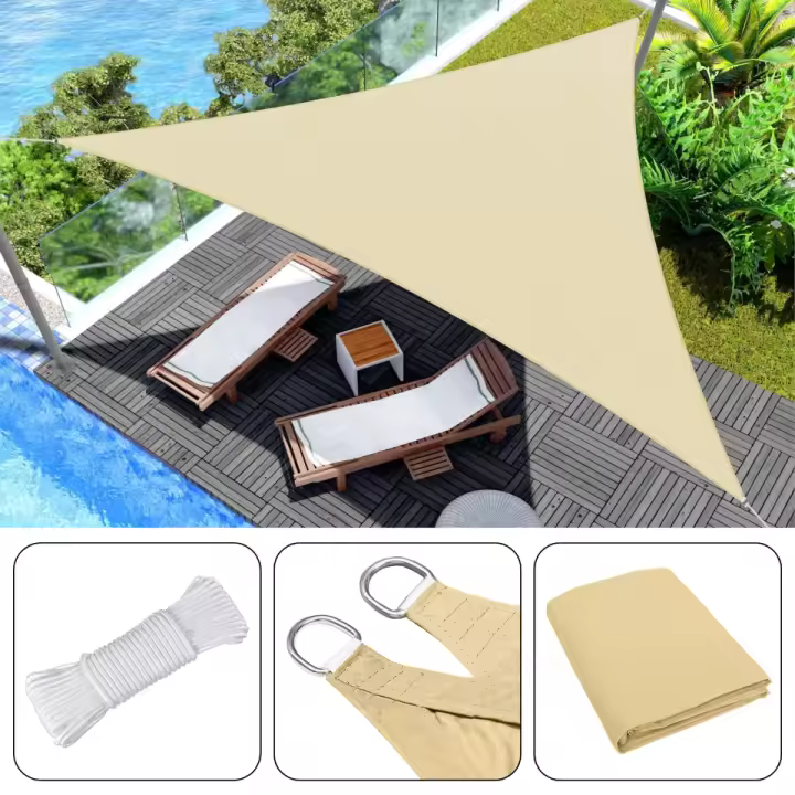 UD - Toldo impermeable 3M para protección solar triangular para jardín, patio, terraza, piscina, camping, con bloqueo UV y privacidad - 1