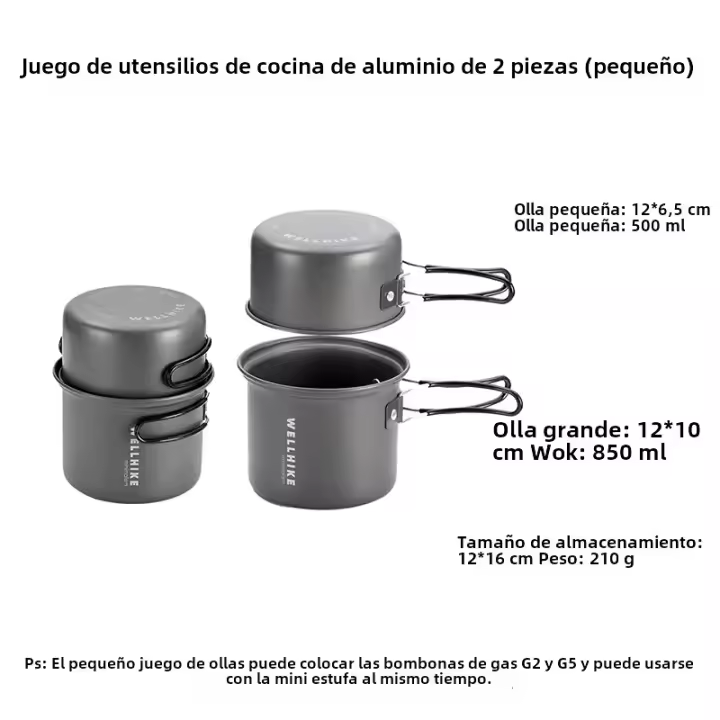 Conjunto Portátil Ultraligero Para Camping Y Senderismo WELLHIKE Juego De Cocina Plegable Para 1 Persona Con Tetera Y Utensilios De Cocina Para Picnics Al Aire Libre - 1