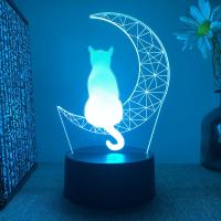 Lámpara De Noche LED 3D De Gato Lindo Para Niños Luz De Escritorio Para Dormitorio Con Toque Inteligente Regalo De Cumpleaños Decoración Para El Hogar - details 2