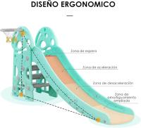 Tobogán XL - Azul - Gran Tobogán para niños y niñas Ideal para Interior y Exterior, tobogán Plegable con Canasta de Baloncesto y Pelota - details 1