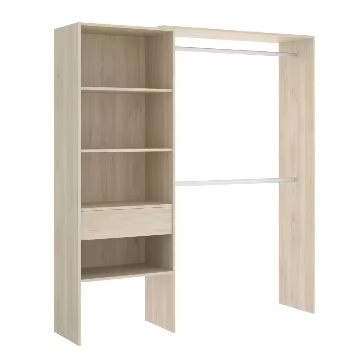 Kit Vestidor con 1 Cajón Suit Natural - Armario Compacto 187x160x40 cm Armario para dormitorio - Fabricado en España - Melamina Alta calidad - Somnia Descanso - 1