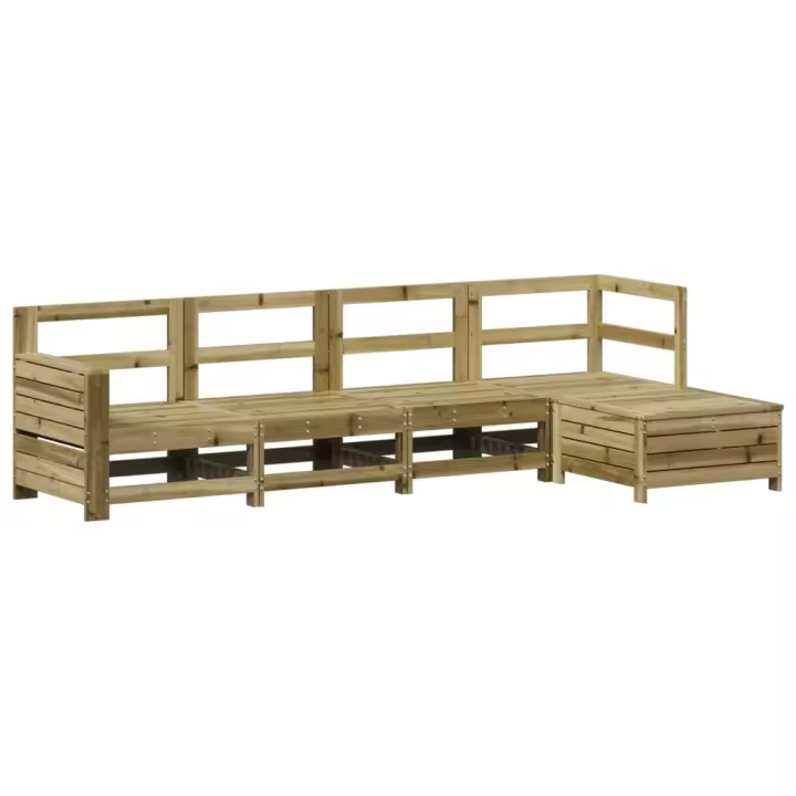 vidaXL Juego de sofás de jardín 5 piezas madera de pino impregnada - 1