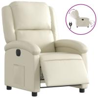 vidaXL Sillón reclinable eléctrico de cuero sintético Negro, Crema, Gris Sillon Dormitorio Sillon Comodos Silla Relax Sillón Sofá - details 1