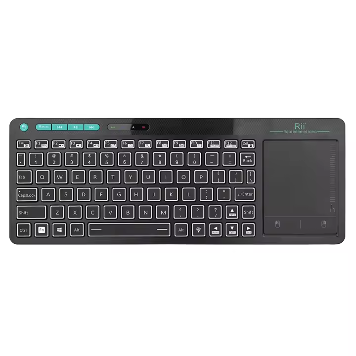 Teclado Bluetooth Inalámbrico Rii K18S Mini Con 2 LED Backlit Colores Para Android TV Box / PC Rechargeable Multimedia Con Ratón - 1