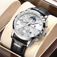 Reloj LIGE Para Hombre Militar Moda Cronógrafo Deportivo Impermeable Con Fase Lunar Cuarzo Cuero Resistente Al Choque Display De Roman Numeral - details 18