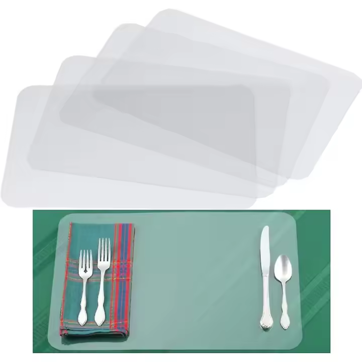 12 piezas (43x28 cm) - Manteles individuales de plástico transparente para Cocina Infantil, reutilizables, transparentes, antideslizantes y resistentes al calor - 1