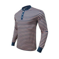 Camiseta de manga larga Henry holgada informal con cuello redondo y rayas coloridas para hombre, estilo americano, otoño e invierno, nueva - details 13