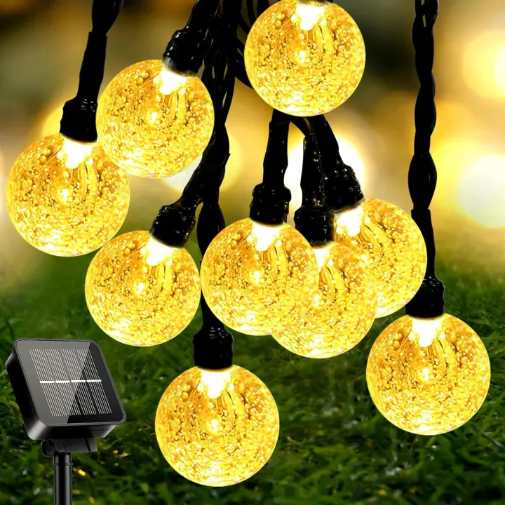 SOMY Guirnaldas de Luces Solares, 11M 60 LED Luces de Cadena Solares de Cristal Exterior Interior 8 Modos, Lámpara Solar Exterior Impermeable IP65 para Jardín, Terraza, Balcón, Árboles, Bodas, Fiestas - 1