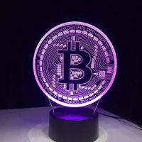 Lámpara De Noche Bitcoin Coin Art En Acrílico Con LED Sensor Táctil 16 Colores Cambiantes 3D Para Decoración De Habitación Luz De Mesa - details 2