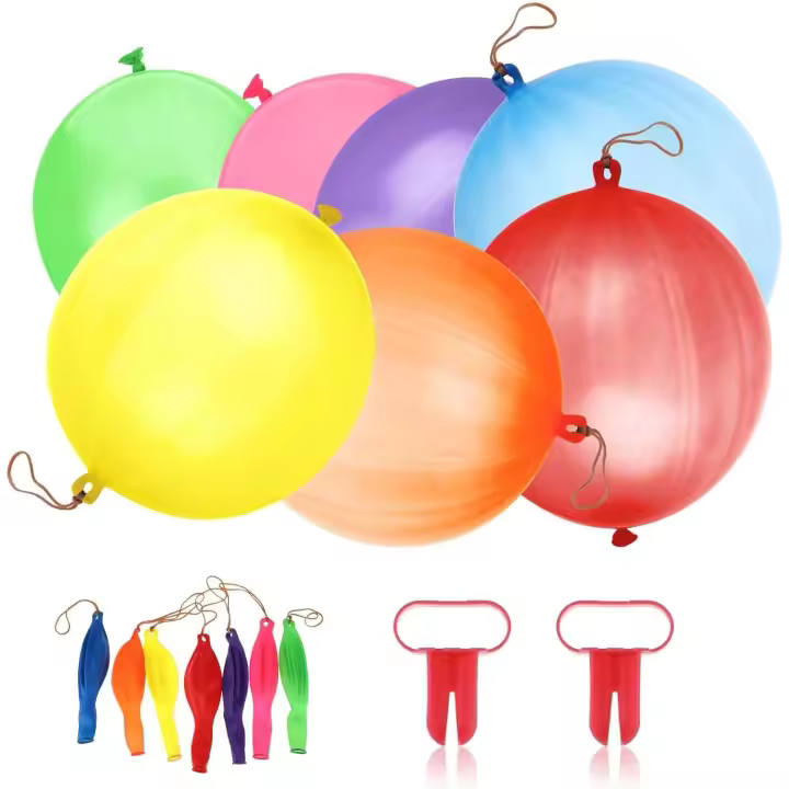 Lot de 30 grands ballons de frappe avec 2 nœuds pour sacs de fête pour enfants, couleurs assorties, ballons épais pour jeux de plein air, grands ballons de frappe pour fournitures de fête - 1