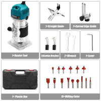 Fresadora 800W 30000RPM Profesional 1/4'' - Kit 15 Accesorios para Tallar/Cortar/Moldear Madera, Incl. Brocas y Guías de Carpintería - details 6