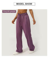 Pantalones Deportivos De Mujer Con Cintura Alta Y Bolsillo Lateral Pantalones Anchos Para Correr Y Gimnasio - details 2