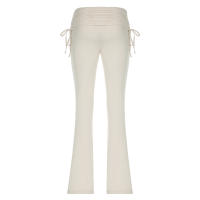 Rockmore Pantalones Con Cordón De Cintura Baja Para Mujer Estilo Y2K Ajustados Pierna Ancha Moda Harajuku Pantalones Flared Solids - details 2