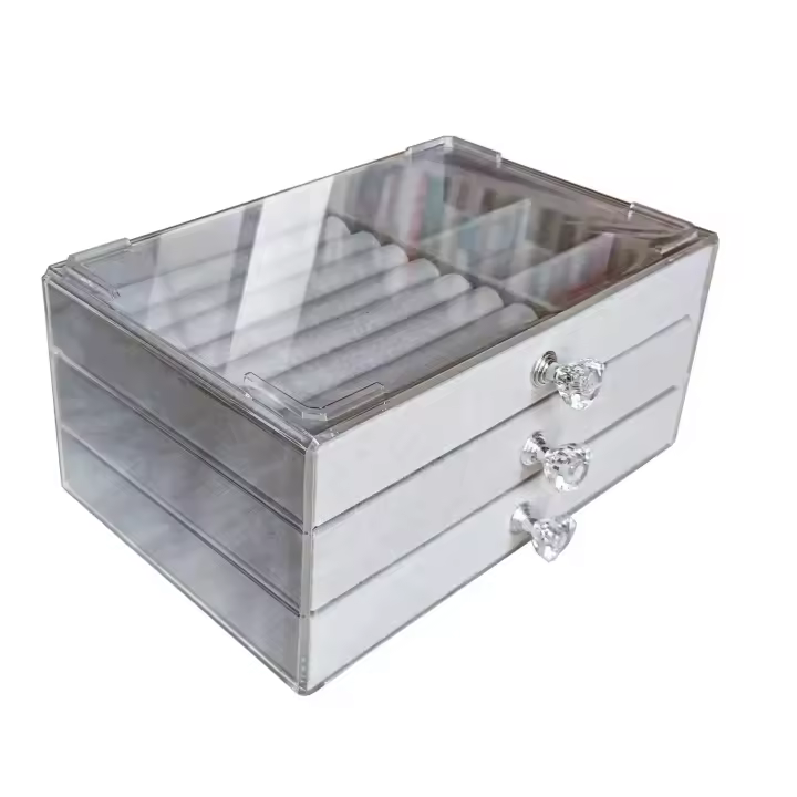 Guarda Joyas Elegante De Acrílico Con 3 Cajas Para Mujeres Almacenamiento Organizador De Veludo Para Collares Pulseras Y Aretes - 1