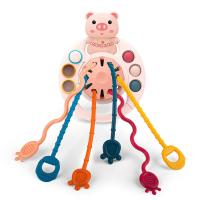 Juguete Educativo Sensorial Montessori De Silicona Rosa Con Cadena Para Masticar Y Desarrollo Infantil Para Viajes Y Carro De Bebé - details 2