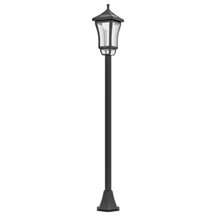 Outsunny Farola Solar Luz Solar de Exterior con Panel Solar Encendido y Apagado Automático IP44 para Terraza Patio 15x15x127 cm Negro - 1