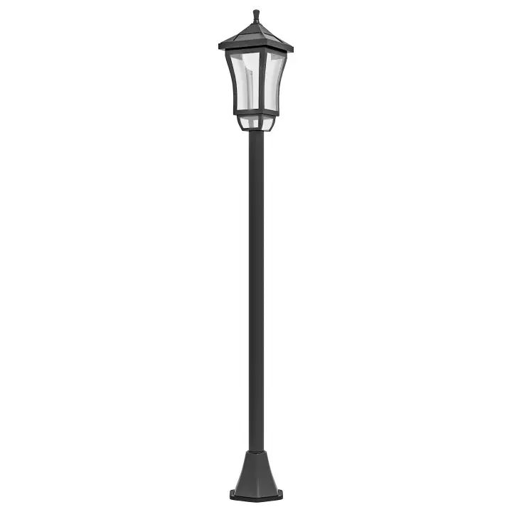 Outsunny Farola Solar Luz Solar de Exterior con Panel Solar Encendido y Apagado Automático IP44 para Terraza Patio 15x15x127 cm Negro - 1