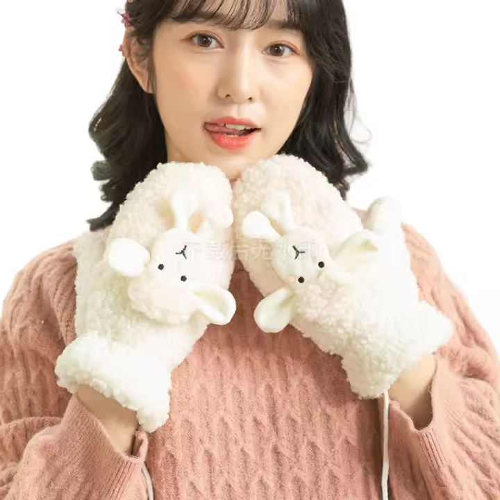 Guantes De Moda Para Mujer Otoño Invierno Con Peluche Lamiado Diseño Simple Y Divertido Talla Unica Color Sólido Calidad Superior - 1