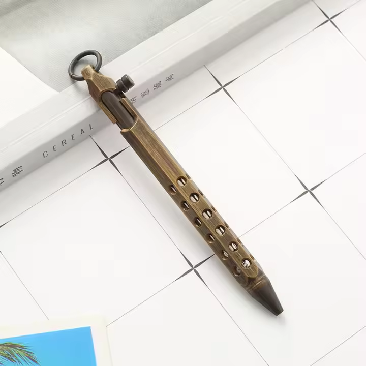 Bolígrafo De Punta Fija Retro De Latón Ligero Con Acción De Tornillo Herramienta De Escritura Para Escuela Y Oficina Regalos De Negocios - 1