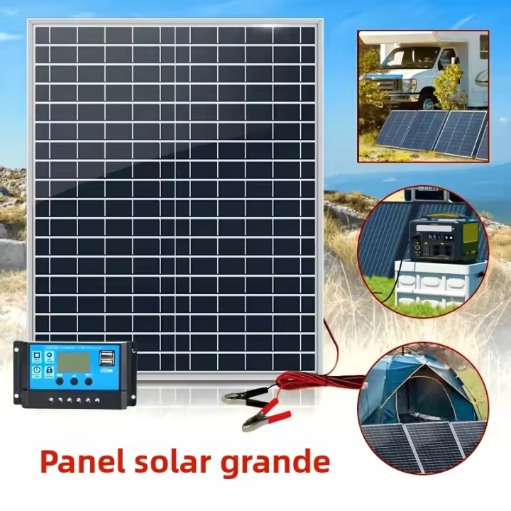 Kit De Cargador Solar De Alta Eficiencia 1000W Con Batería De 12V Para Emergencias Y Camping Recargable Rápido 20W/H - 1