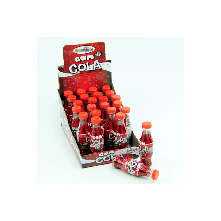 BOTELLITAS DE COLA CON CARAMELOS DE MASCAR ESTUCHE DE 24 UNDS SWEET TOYS SIN GLUTEN - 1