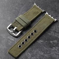 Correa De Reloj De Tela Grua Doble Para Apple Watch Ultra 49MM 45MM 44MM Estilo Rudo Verde Negro Para Hombres - details 3