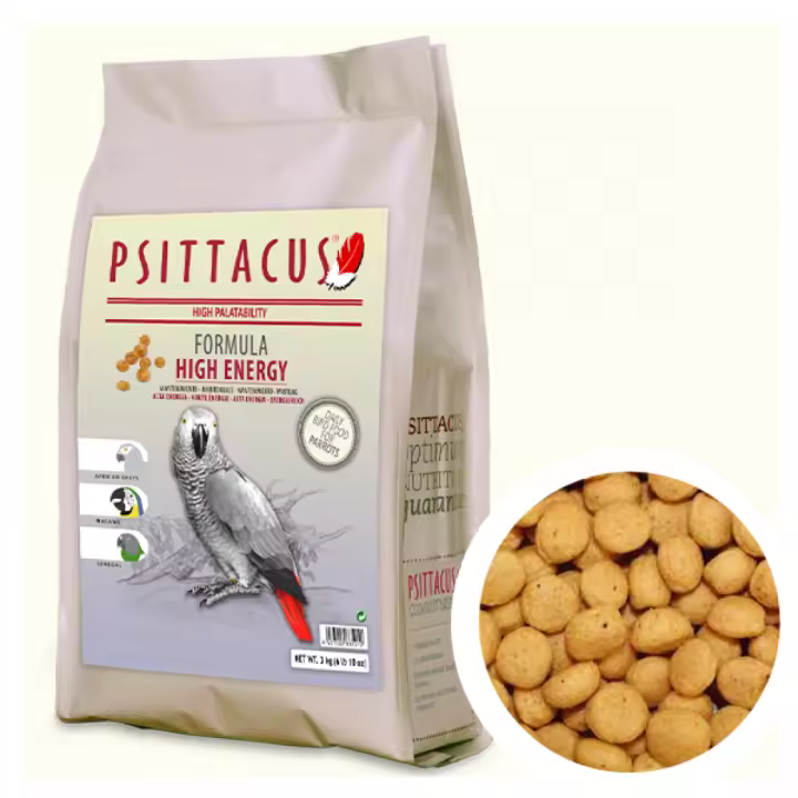PSITTACUS Alimento Premium de Alta Proteína para Loros y Aves Exóticas - Psittacus, Cacatuas, Cotorras, Kramer, Yacos, Guacamayos - 3 Kg Pienso High Energy - 1