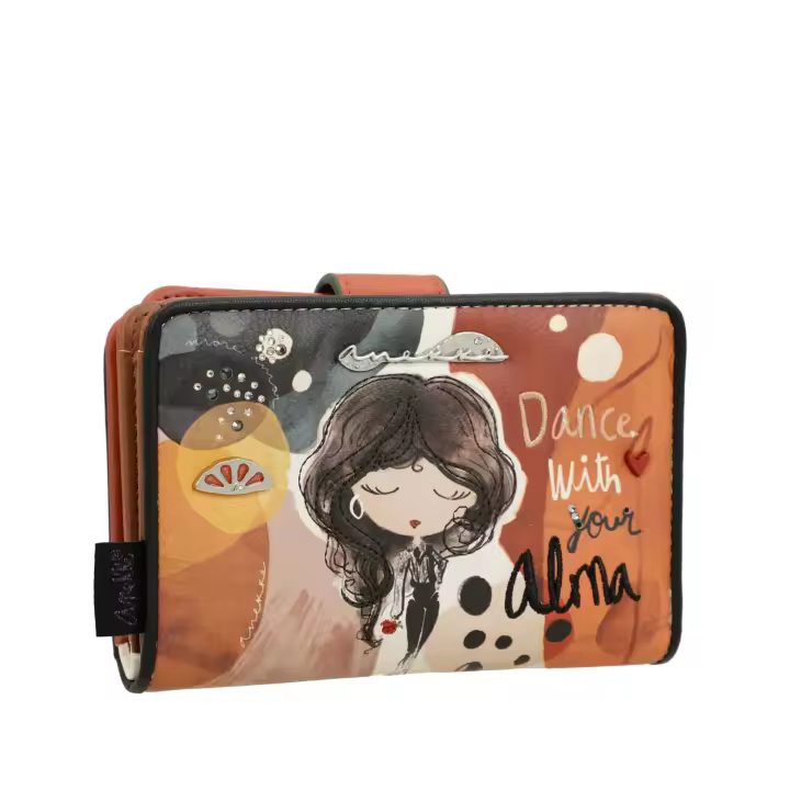 Billetero Anekke Alma - Tamaño mediano - Material rígido - Monedero con cierre de cremallera - Tarjetero con múltiples ranuras - Ref. 40709-902 - Mide 14 x 10 x 3 cm - 1