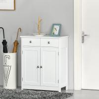 Armario Auxiliar de Baño Mueble Auxiliar de Baño con 2 Cajones 2 Puertas y Estante Ajustable Estilo Moderno para Ducha Dormitorio 60x30x75 cm Blanco - details 2