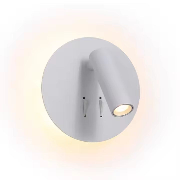 ALPINALUZ Aplique de Luz Moderno Diseño con Foco Lectura y Luz Ambiental Aluminio Doble Luz con Interruptor 3W+6W LED Chip Cree Luz Cálida 3000K - 1