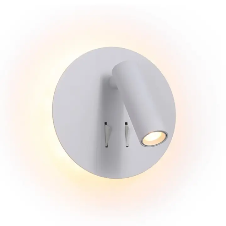 ALPINALUZ Aplique de Luz Moderno Diseño con Foco Lectura y Luz Ambiental Aluminio Doble Luz con Interruptor 3W+6W LED Chip Cree Luz Cálida 3000K - 1