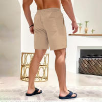 Shorts De Verano Para Hombre De Color Sólido Con Cordón Pantalones De Corduroy Casual Corte Corto Para Fitness - details 15