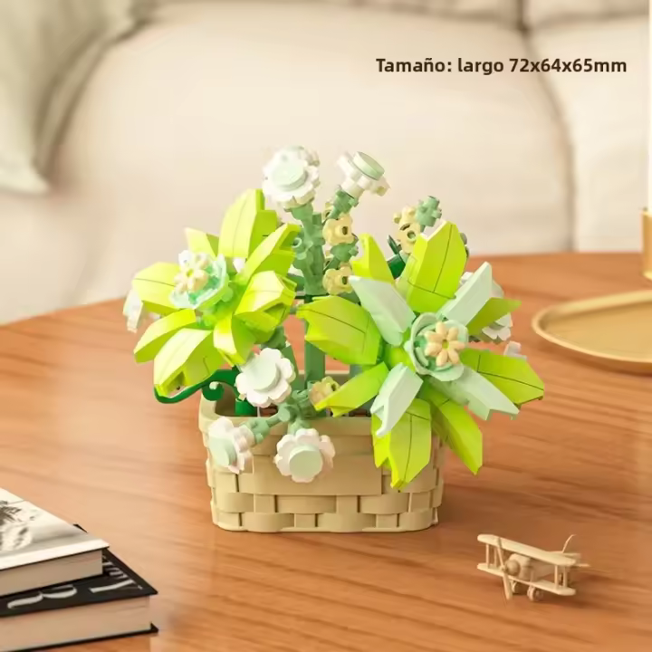 Yigao Bloques De Construcción 3080-87 Cesta De Flores Modelo De Decoración Para Escritorio Juguete Para Niñas Y Niños - 1