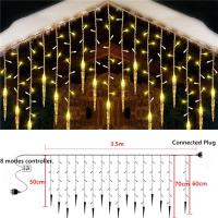 Guirnalda LED De Navidad Con Luces De Hielo Icicle 220V Para Decoración De Bodas Y Exterior Forma De Cono Cortina Luz De Hogar - details 1