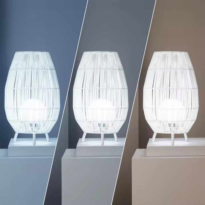 Ledkia Lámpara de Mesa para Exterior Ratán Annecy  Blanco - 1