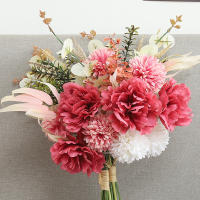 Flores Artificiales De Seda Para Bodas Navidad Decoración De Habitaciones Centro De Mesa Arreglo De Mesa Novia Bouquet Falso - details 2