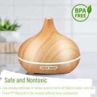 Difusor de aromaterapia con diseño de madera de 150 ml, difusor de aceites esenciales USB, siete tipos de humidificador de luz nocturna con niebla fría para dormitorio y oficina (con control remoto) - details 1