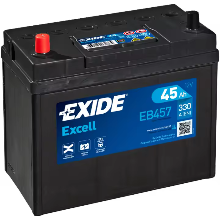 Batería de coche Exide EB457 Excell. 12V - 45Ah/330A (EN) Caja B24 - 1