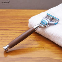 iRAZOR Clásica M5 Afeitadora Manual De Seguridad Con 5 Capas Herramienta De Peluquería Para Barba Y Cabello De Hombre Mango De Grano De Madera Regalo De Cumpleaños - details 1