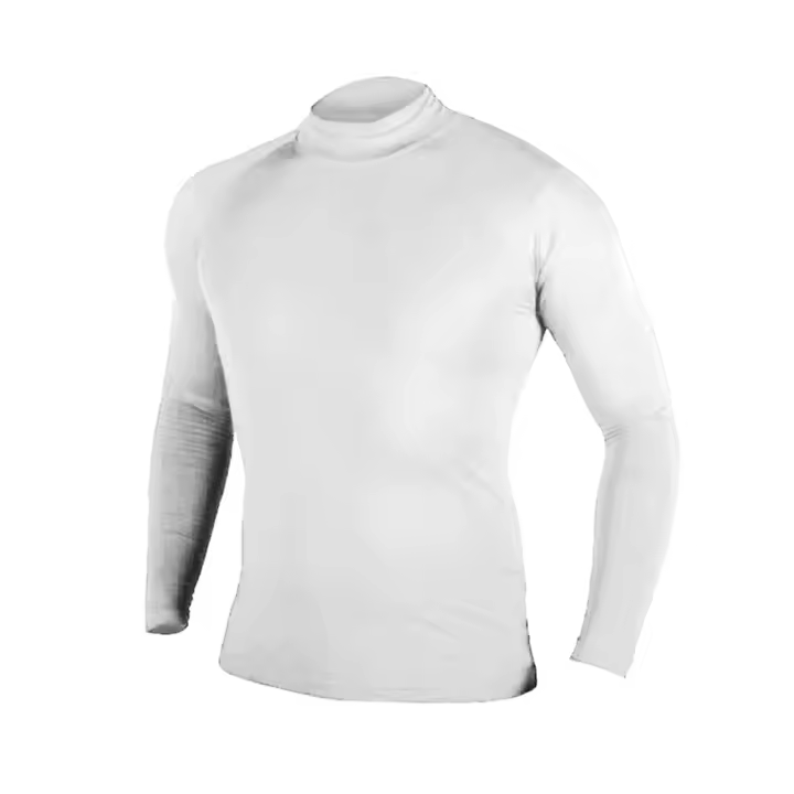 Camiseta De Correr Para Hombre Con Cuello Alto Compresión Manga Larga Secado Rápido Ropa Deportiva Para Gimnasio Y Fitness Estilo T-Shirt Sólido - 1