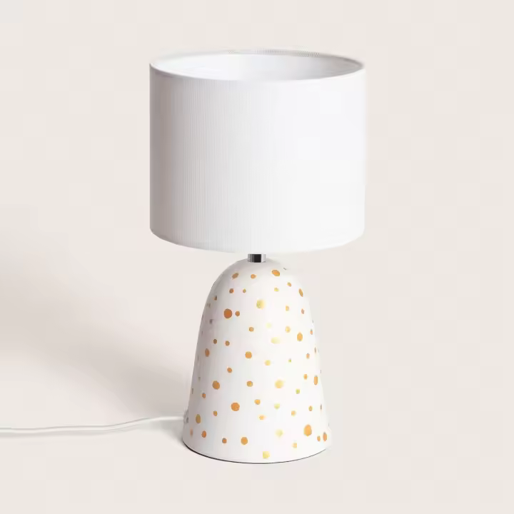 Ledkia Lámpara de Mesa Cerámica y Tela Argua Blanco - 1