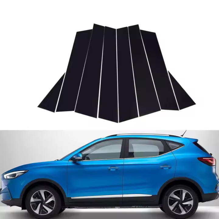 8Pcs Pilares Negros Brillantes Para MG ZS ZX ZST Astor 2018-2023 Adornos De Puerta Y Ventana Accesorios Exteriores De Coche - 1