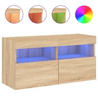vidaXL Mueble de TV de pared con luces LED 80x30x40 cm, Mueble de Salon, Mueble TV, Mueble TV salon, Mesa de TV, Mueble tele - details 4