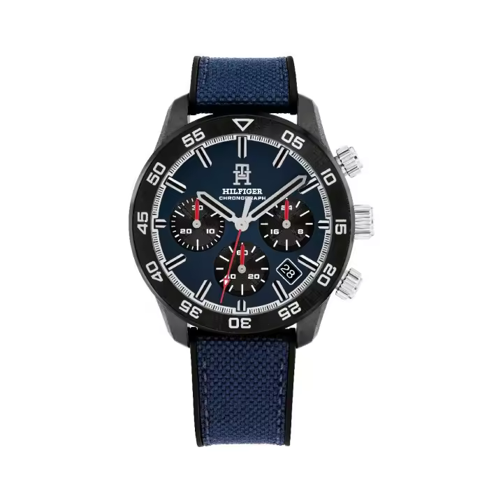 Reloj Tommy Hilfiger Hombre TH85 Crono Carbon Correa Nylon Azul 1792183 - 1