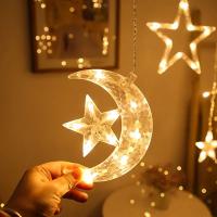 Decoración De Navidad Y Ramadán 2025 Luces De Cortina Guirnalda Estrella Luna Aid EID Mubarak 2024 Para Hogar Eventos Musulmanes Fiesta - details 37